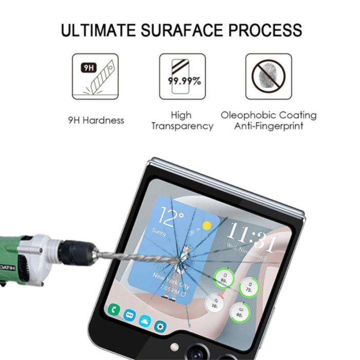 Bild 6,  Galaxy Z Flip 6 / 7 FE Skärmskydd Härdat Glas
