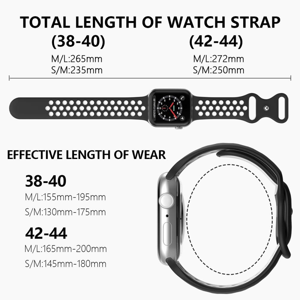 ColorPop Sportarmband Dual-Color Apple Watch 42/41/40/38 mm (M/L) Svart/Vit