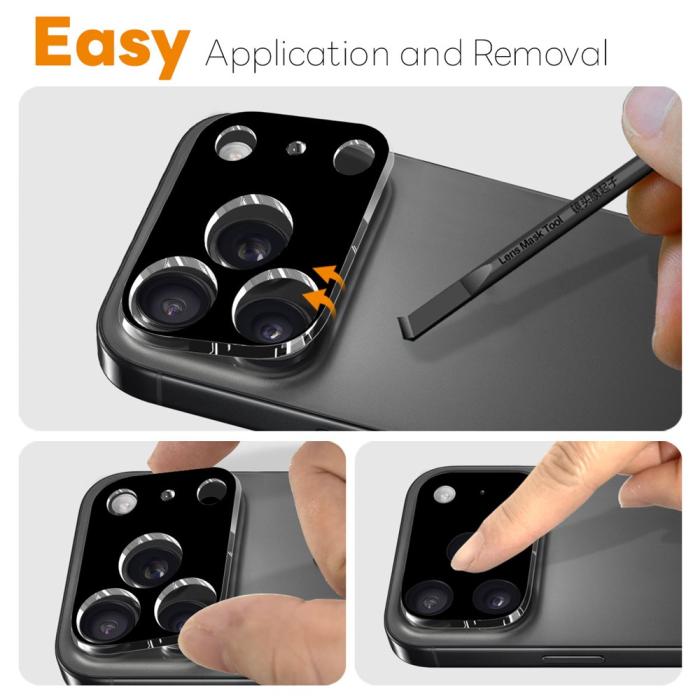 Bild 3, NORTHJO NORTHJO iPhone 17 Pro Max 2-PACK Linsskydd Härdat Glas Svart
