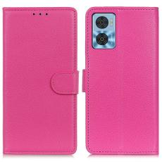  Motorola Moto E22i Fodral Litchi L&auml;der Rosa