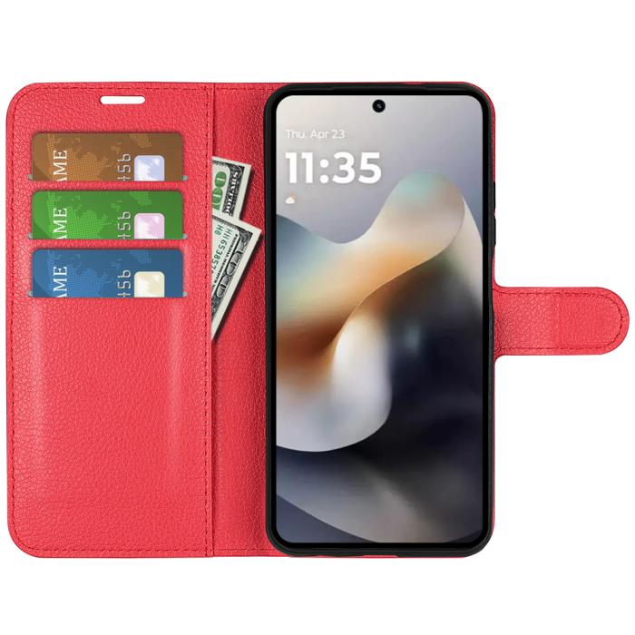 Bild 5,  Motorola Moto G56 5G Fodral Litchi Läder Röd