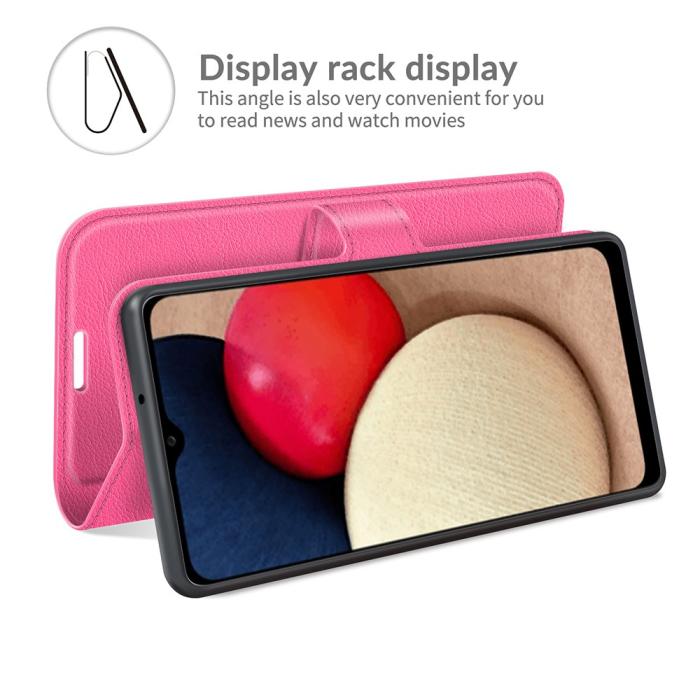 Bild 5,  Samsung Galaxy A03s Fodral Litchi Läder Rosa