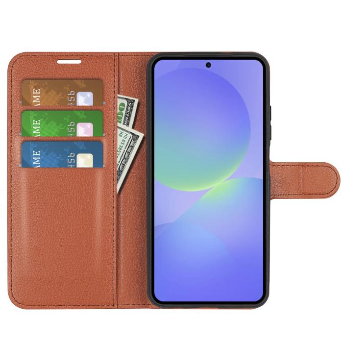 Bild 2,  Samsung Galaxy A37 5G Fodral Litchi Läder Brun