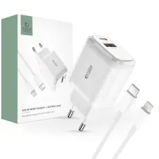 Tech-Protect Tech-Protect 20W V&auml;ggladdare PD Inkl. USB-C - Lightning Kabel Vit