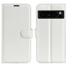  Google Pixel 8 Pro Fodral Litchi Textur Vit