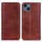  iPhone 15 Fodral Crazy Horse Flip Läder Brun
