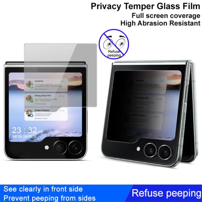 Bild 5, IMAK IMAK Galaxy Z Flip 6 / 7 FE Särmskydd Härdat Glas Privacy