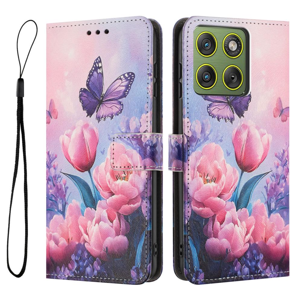  Motorola Edge 70 Fodral Med Tryck Rosa Blommor