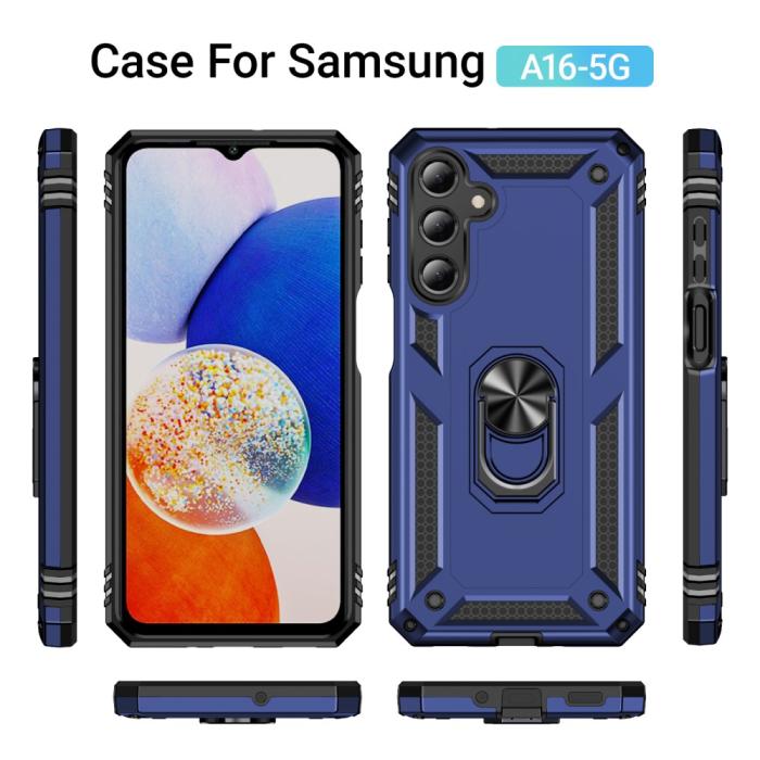 Bild 2,  Samsung Galaxy A16 Skal Shockproof Hybrid Ring Blå