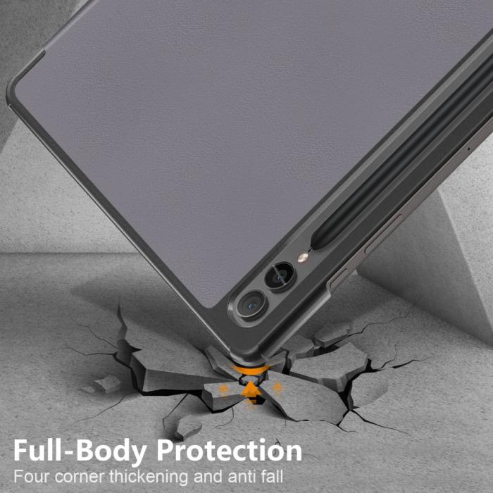 Bild 6,  Samsung Galaxy Tab S9 Plus Fodral Läder Grå