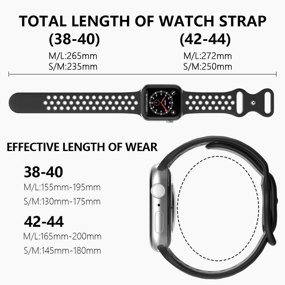 ColorPop Sportarmband Dual-Color Apple Watch 42/41/40/38 mm (M/L) Svart/Grå