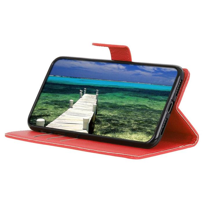 Bild 3,  Motorola Moto E22i Fodral Litchi Läder Röd