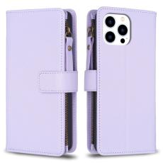  iPhone 15 Pro Fodral 9-Kort Multifunktionell Ljus Lila