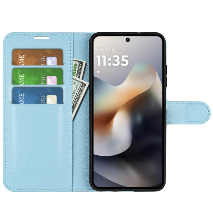 Bild 5,  Motorola Moto G56 5G Fodral Litchi Läder Blå