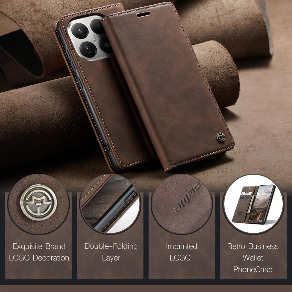 CASEME CASEME Xiaomi 15T Fodral Flip Retro Läder Brun