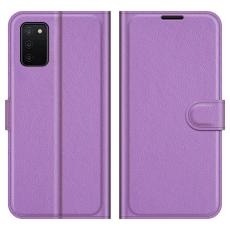  Samsung Galaxy A03s Fodral Litchi L&auml;der Lila