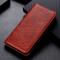  iPhone 15 Fodral Crazy Horse Flip Läder Brun