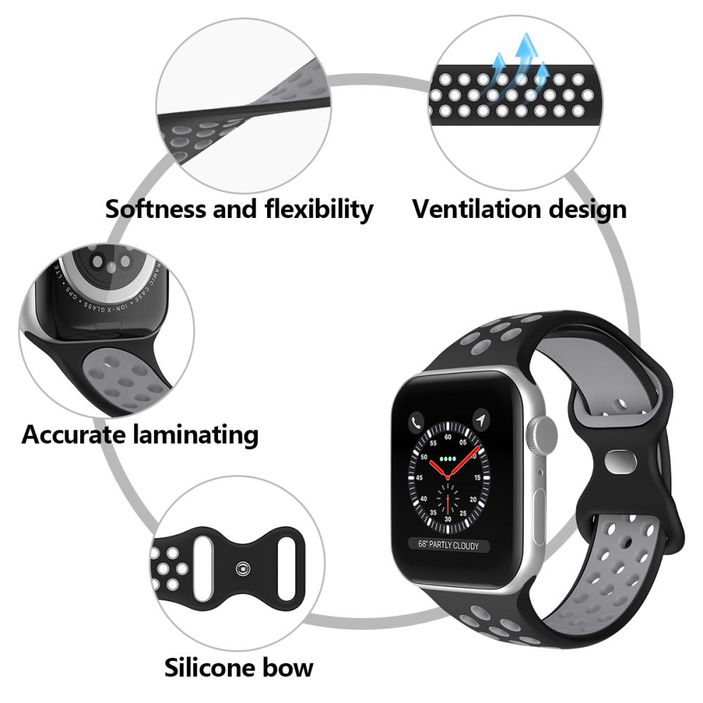 ColorPop Sportarmband Dual-Color Apple Watch 42/41/40/38 mm (M/L) Svart/Grå