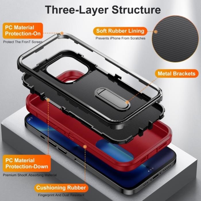 Bild 4,  iPhone 14 Pro Max Skal 3in1 Shockproof Xtreme Röd/Svart