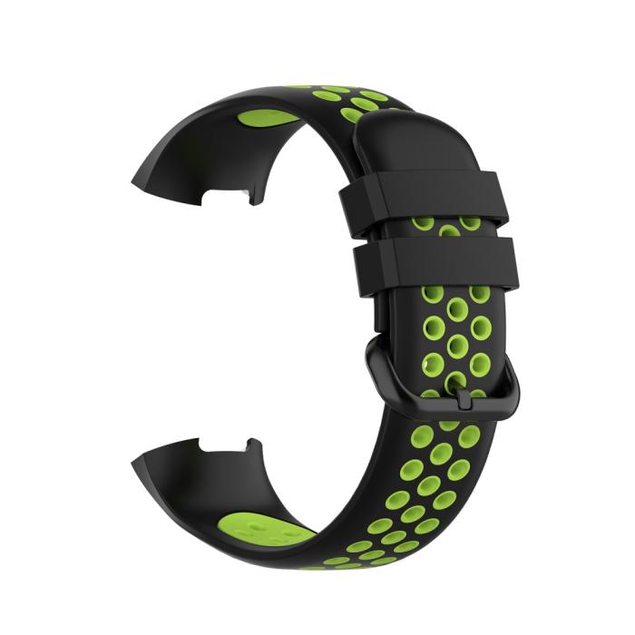 Bild 4,  Fitbit Charge 4/3 Silikon Träningsarmband Svart/Fluorescent Grön