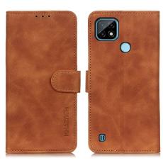KHAZNEH Realme C21 - KHAZNEH Retro L&auml;der Fodral - Brun