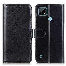  Realme C21 - Crazy Horse L&auml;der Fodral - Svart