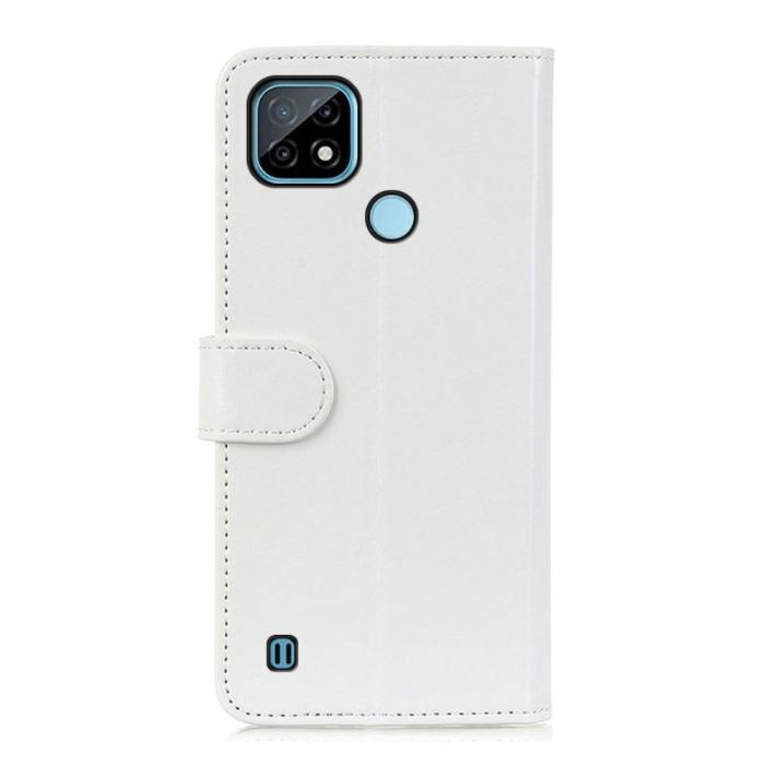 Bild 3,  Realme C21 - Crazy Horse Läder Fodral - Vit