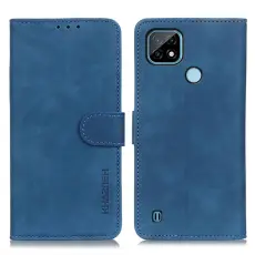 KHAZNEH Realme C21 - KHAZNEH Retro L&auml;der Fodral - Bl&aring;