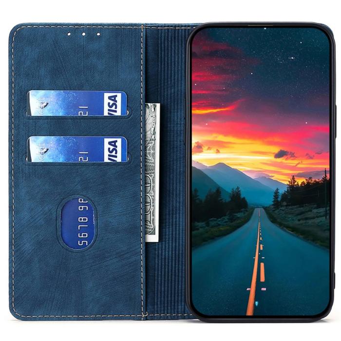 Bild 2,  Samsung Galaxy A15 4G/5G Fodral Retro RFID Läder Blå