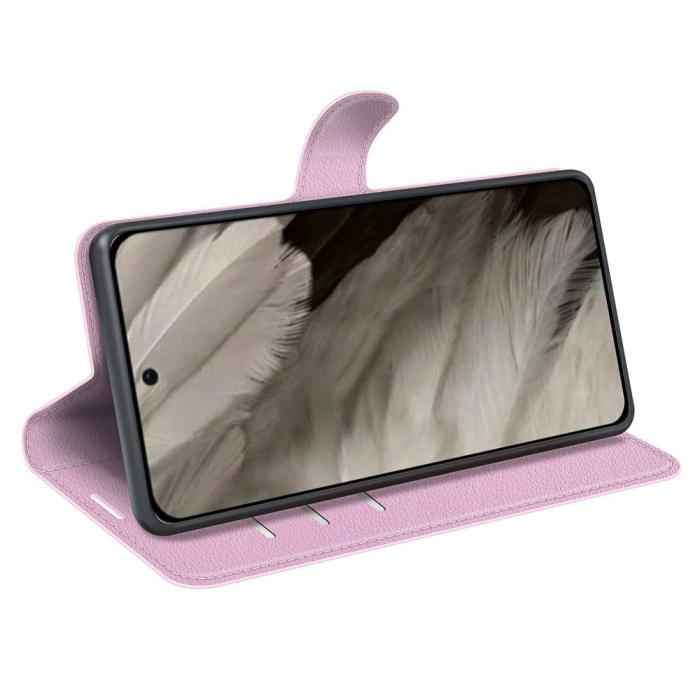 Bild 3,  Google Pixel 8 Pro Fodral Litchi Textur Ljus Rosa