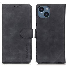 KHAZNEH KHAZNEH iPhone 15 Fodral Retro L&auml;der Svart