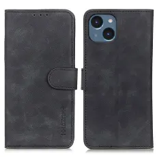 KHAZNEH KHAZNEH iPhone 15 Fodral Retro L&auml;der Svart
