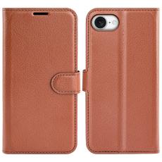  iPhone 17e / 16e Fodral Litchi L&auml;der Brun