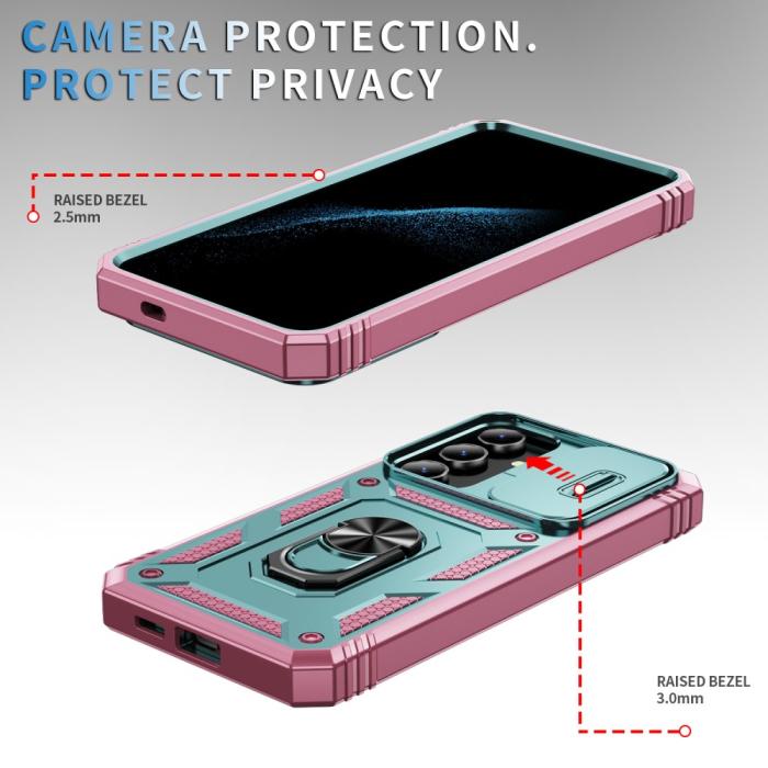 Bild 4,  Galaxy S24 Plus Skal CamShield Ring Hybrid Armor Grå/Grön/Rosa
