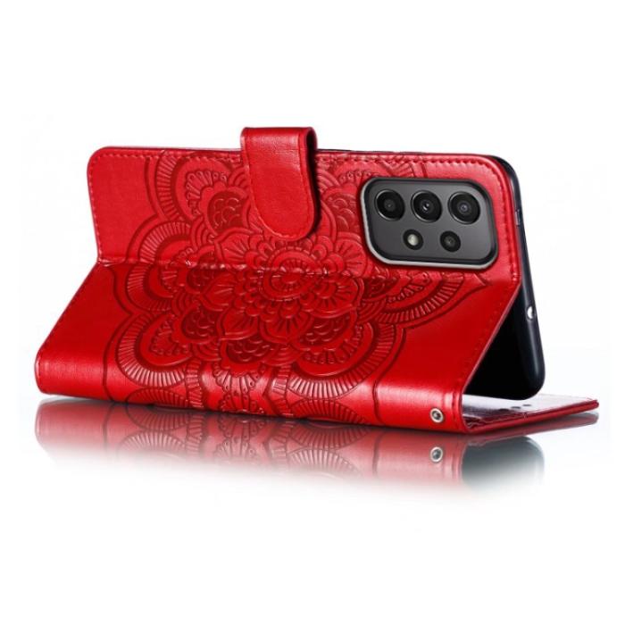 Bild 5,  Samsung Galaxy A24 5G Fodral Mandala Läder Röd