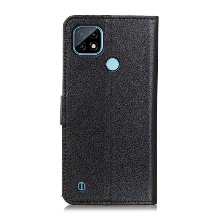 Bild 3,  Realme C21 - Litchi Läder Fodral - Svart
