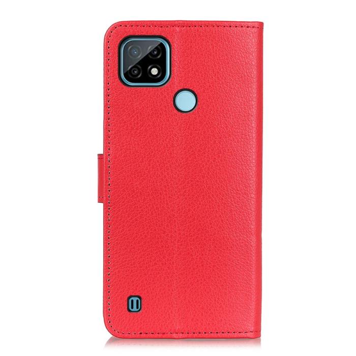Bild 3,  Realme C21 - Litchi Läder Fodral - Röd