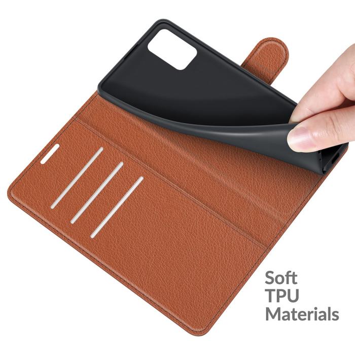 Bild 6,  Samsung Galaxy A03s Fodral Litchi Läder Brun