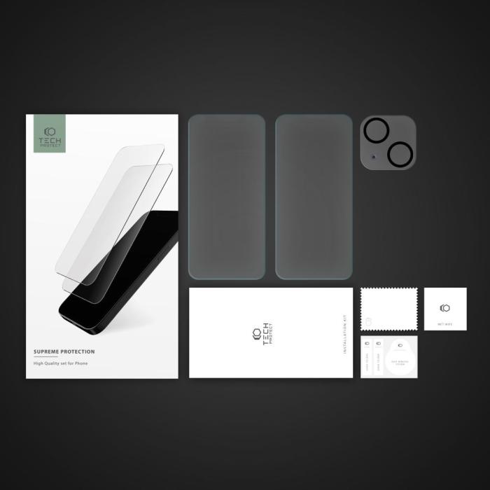 Bild 5, Tech-Protect Tech-Protect iPhone 15 3-PACK Skärmskydd/Linsskydd