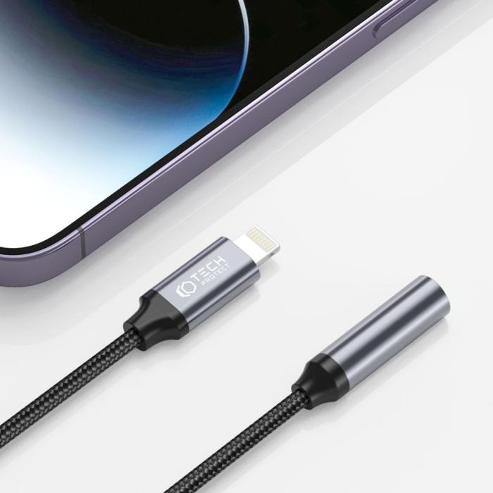 Bild 3, Tech-Protect Tech-Protect Ljudadapter Lightning - 3.5mm AUX Hona Nylon Svart