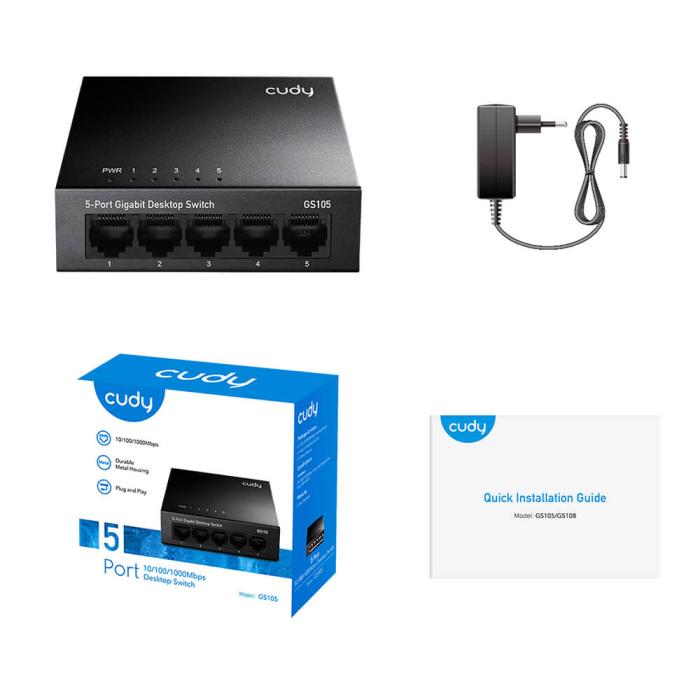 Bild 4, Cudy Cudy Switch GS105 5-port Gigabit Svart
