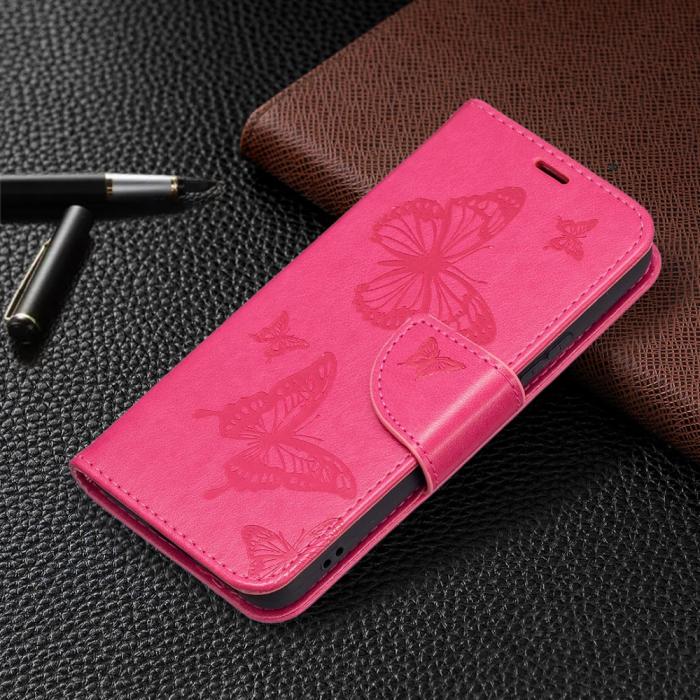 Bild 6,  Samsung Galaxy S22 Plus Fodral Tryckt Fjäril Rosa