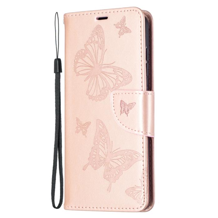 Bild 2,  Samsung Galaxy S21 FE Fodral Butterfly Läder Roséguld