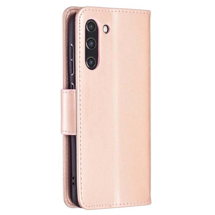 Bild 3,  Samsung Galaxy S21 FE Fodral Butterfly Läder Roséguld
