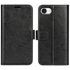  iPhone 17e / 16e Fodral Crazy Horse L&auml;der Svart