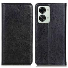  OnePlus Nord 2T 5G Fodral Flip L&auml;der Svart