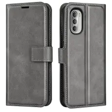  Motorola Moto G51 Fodral PU L&auml;der Gr&aring;