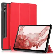  Samsung Galaxy Tab S9 Plus Fodral L&auml;der R&ouml;d