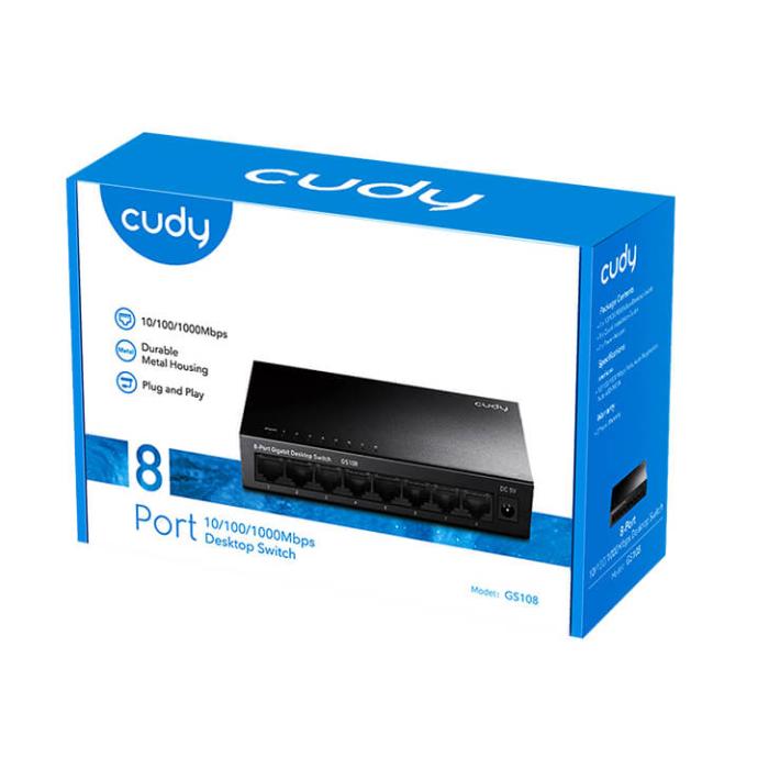 Bild 2, Cudy Cudy Switch GS108 8-port Gigabit Svart