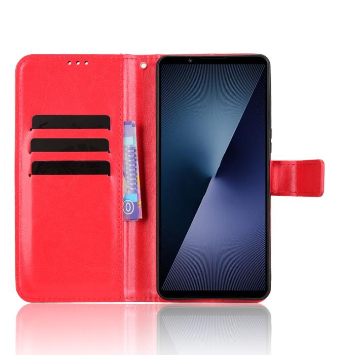 Bild 5,  Sony Xperia 1 VII Fodral Crazy Horse Läder Röd
